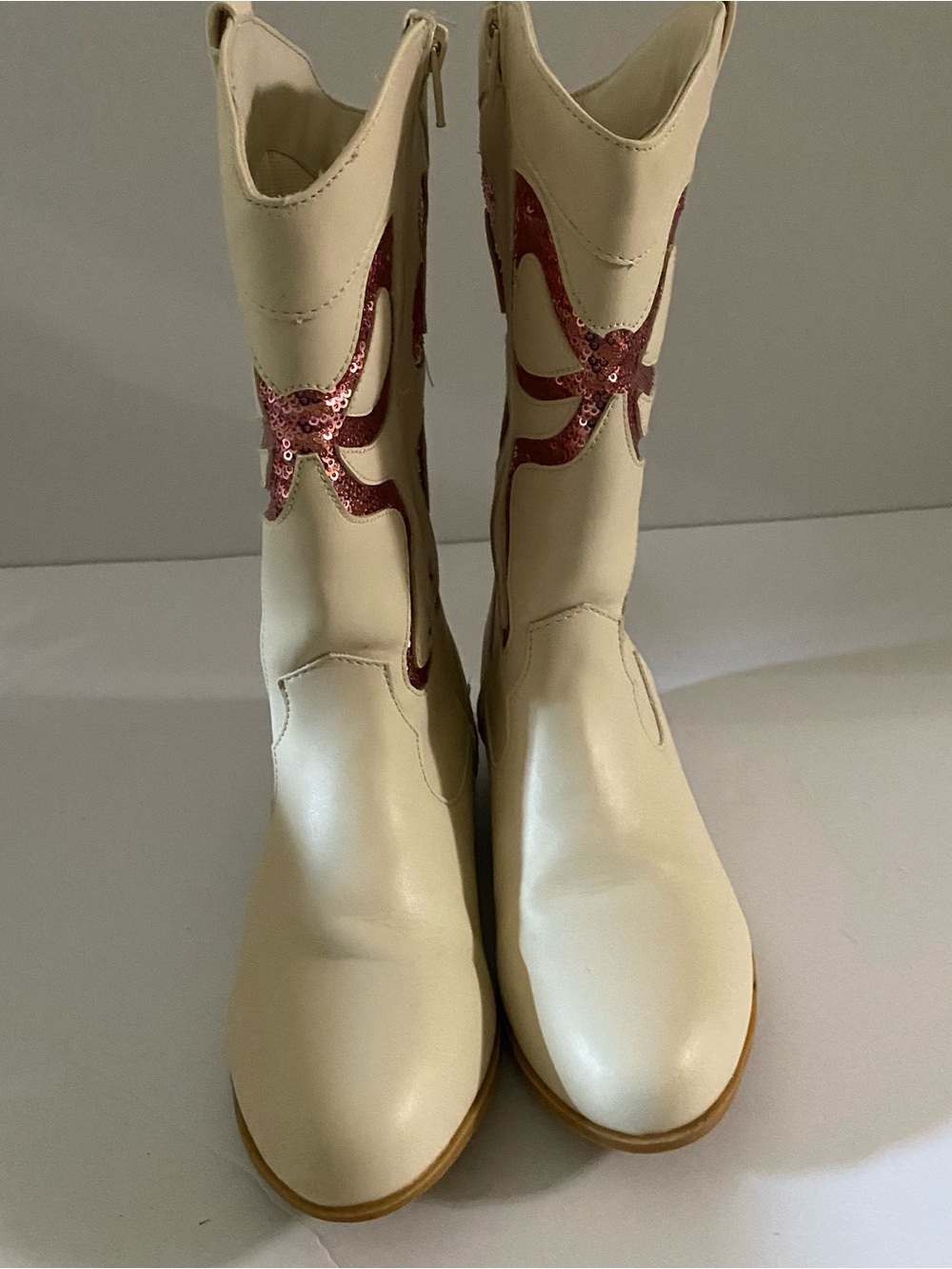 cupcakes & cashmere Cream Knee-High Boots with Pink Sequin Star Detail